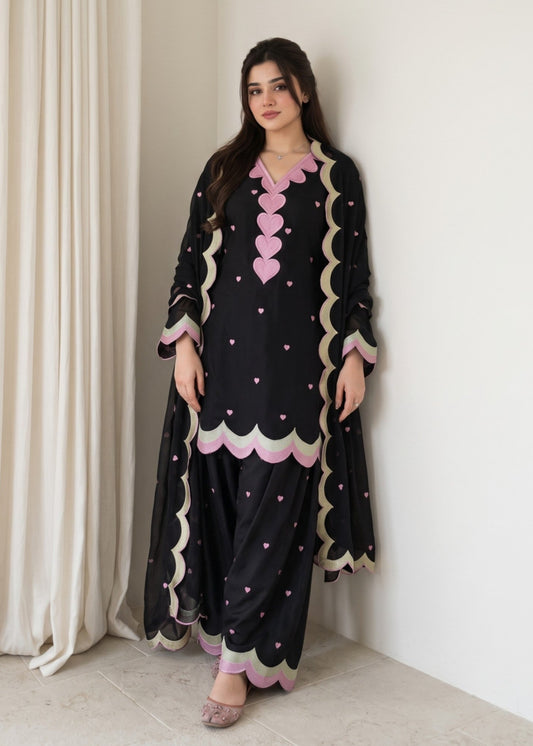 Black Embroidered Cotton Salwar Suit Online in UK USA Canada