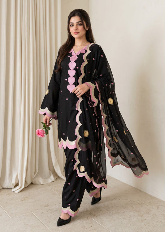 Ladies Black Cotton Shalwar Kameez Online in KSA Riyadh Saudi Arabia Oman Bahrain Qatar