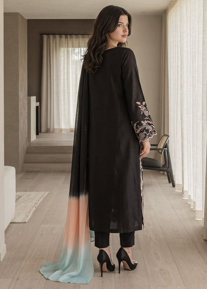 Ladies Black Embroidered Lawn Cotton Salwar Suit Online in KSA Riyadh Saudi Arabia Oman Bahrain Qatar