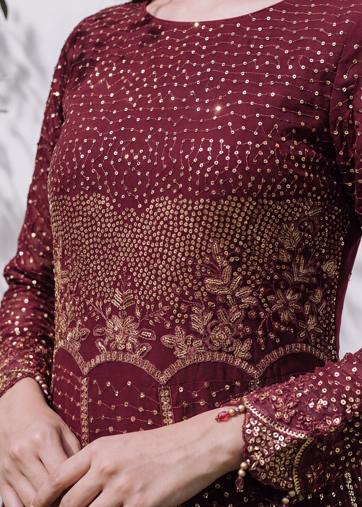 Maroon Chiffon Salwar Kameez Online in Dubai DXB UAE Abudhabi Meena Bazaar
