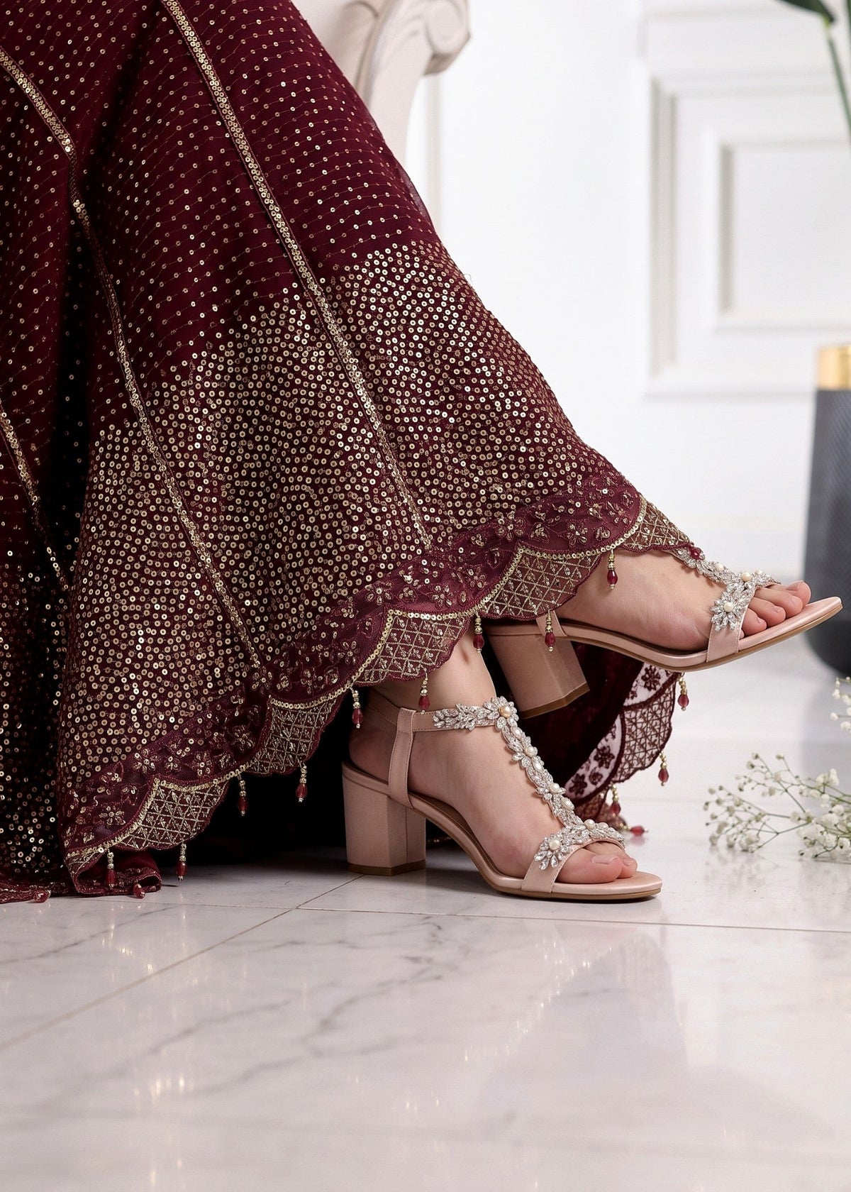 Maroon Chiffon Salwar Kameez Online in Sri Lanka India Australia