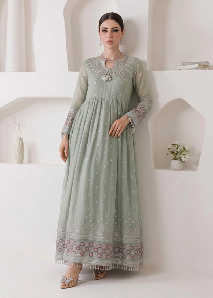 Mint Green Chiffon Embroidered Pakistani Suits Online in Dubai UAE Abudhabi Ajman Sharjah