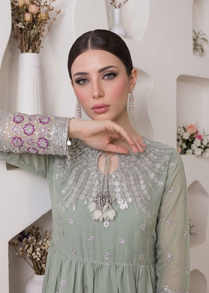 Mint Green Embroidered Chiffon Pakistani Salwar Kameez Online in KSA Riyadh Saudi Arabia Oman Bahrain Qatar