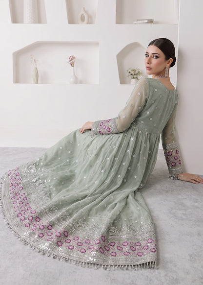 Mint Green Embroidered Chiffon Pishwas Salwar Suit Online in Dubai DXB UAE Abudhabi Meena Bazaar