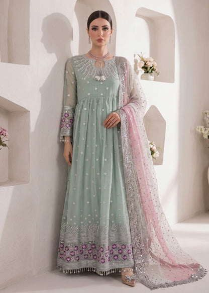 Mint Green Embroidered Chiffon Salwar Suit Online in Dubai DXB UAE Abudhabi Meena Bazaar