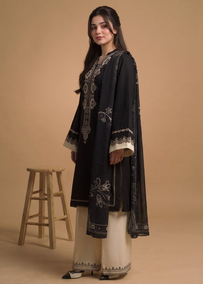 Pakistani Black Linen 3 Piece Suit Online in Dubai UAE Abudhabi Ajman Sharjah