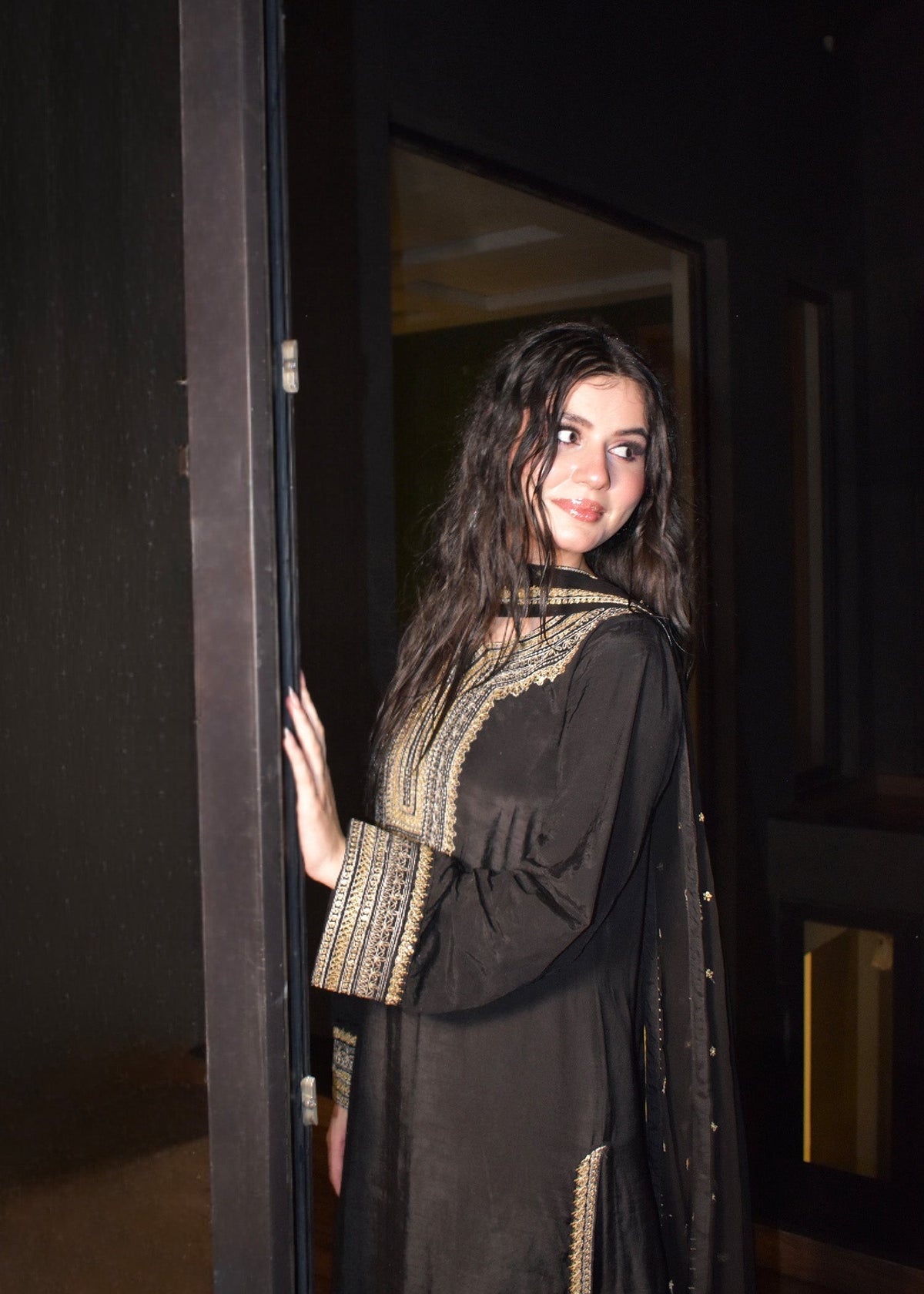 Pakistani Partywear Black Raw Silk Shalwar Kameez Online in Sri Lanka India Australia