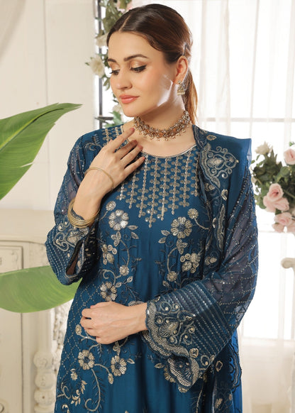 Teal Chiffon Pakistani Designer Suit Online in Sri Lanka India Australia