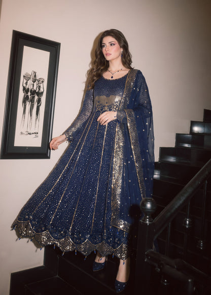 Ladies Embroidered Navy Blue Shalwar Kameez Online in UK USA Canada