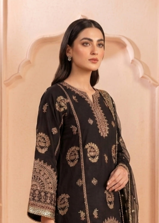 Designer Black Raw Silk Salwar Kameez Online in KSA Riyadh Saudi Arabia Oman Bahrain Qatar