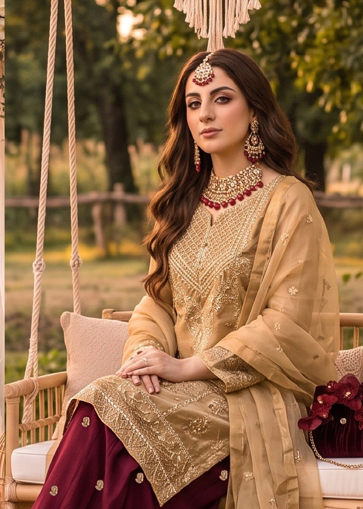 Ladies Mustard Embroidered Organza Shalwar Kameez Online in UK USA Canada