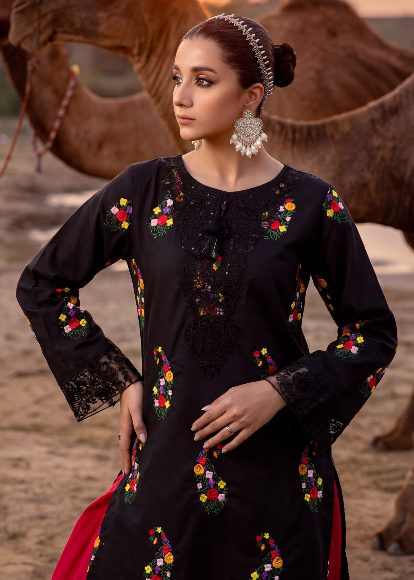 Readymade Black Lawn Suit Online in Dubai DXB UAE Abudhabi Meena Bazaar