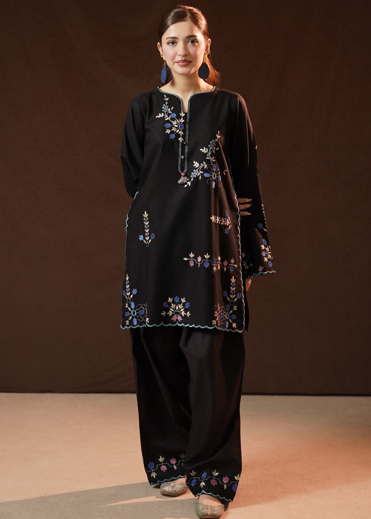 Readymade Black Slub Khaddar Online in Sri Lanka India Australia
