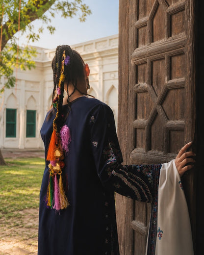Readymade Blue Embroidered Lawn Suit Online in Sri Lanka India Australia