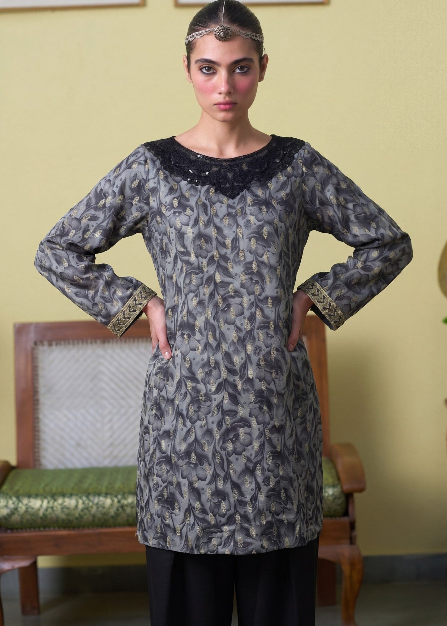Readymade Charcoal Black Embroidered Lawn Salwar Kameez Online in Sri Lanka India Australia