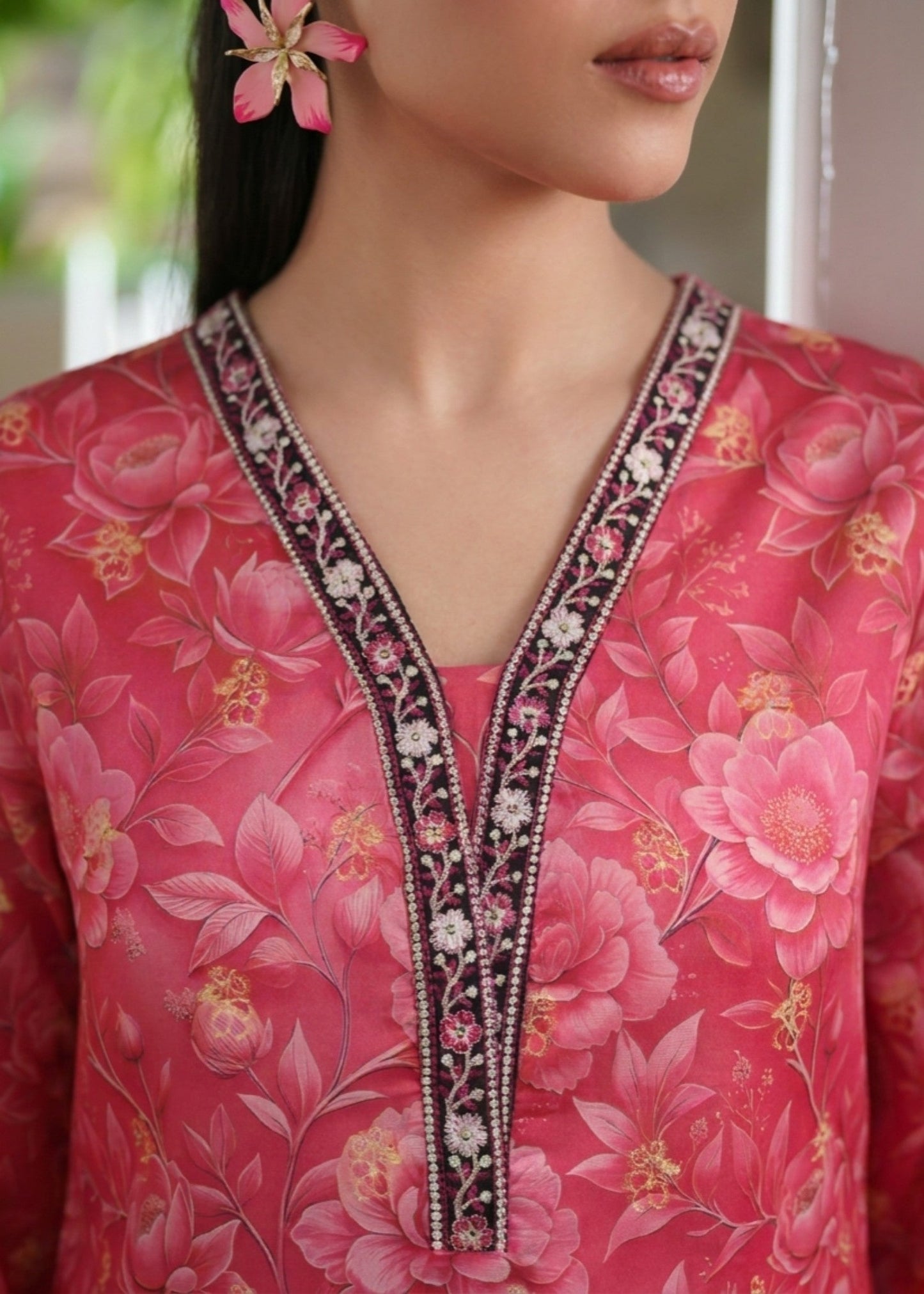 Readymade Cherry Red Lawn Kurta Set Online in Sri Lanka India Australia