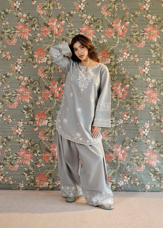 Readymade Grey Lawn Chikankari Kurta Set Online in Sri Lanka India Australia