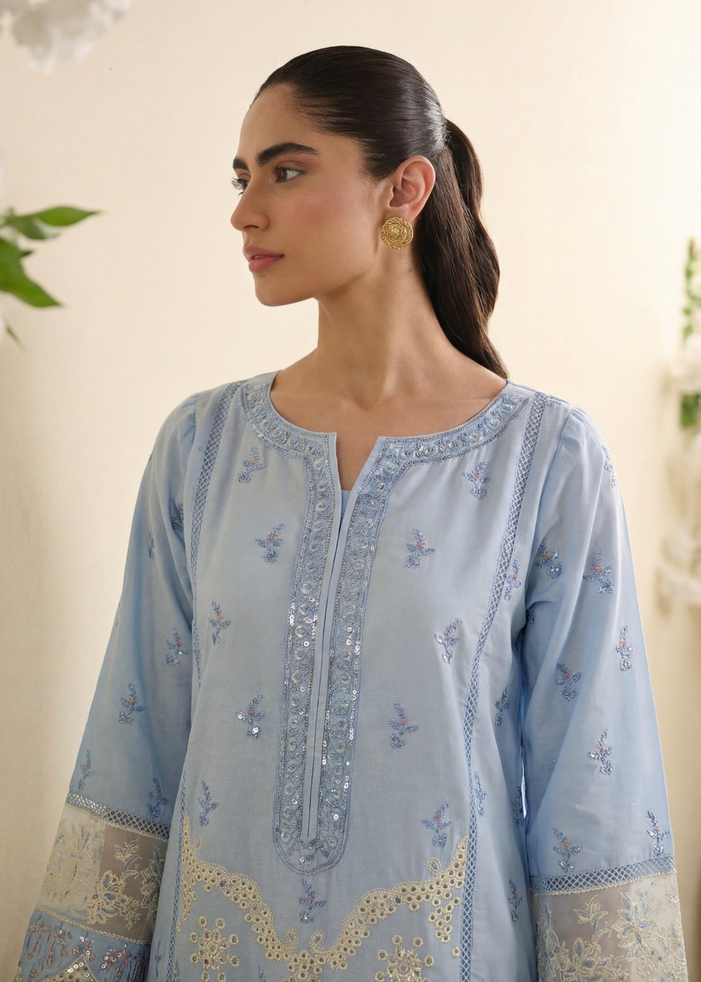Readymade Ice Blue Lawn Kurta Pajama Online in Sri Lanka India Australia