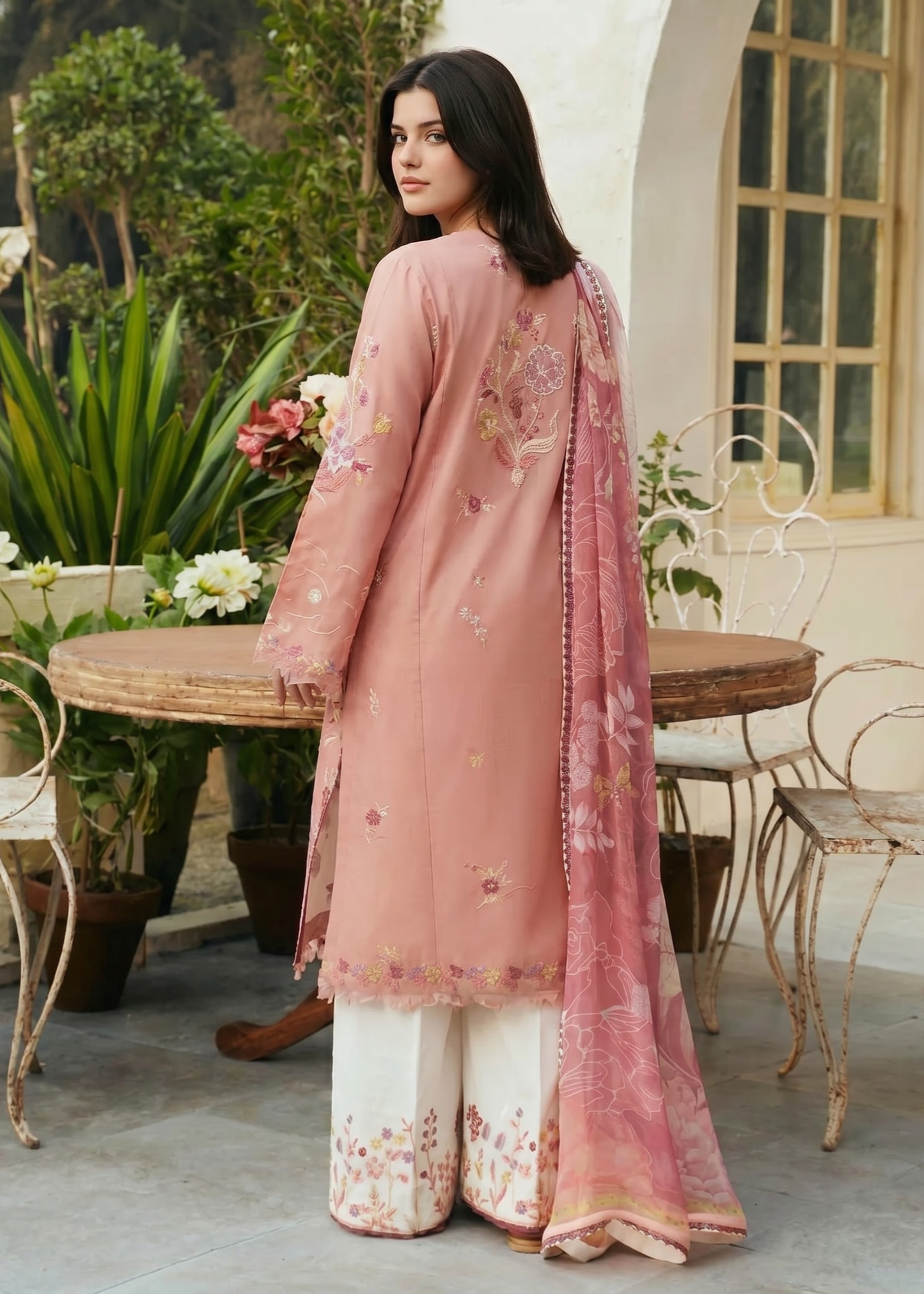 Readymade Indian Pink Straight Kurta Trouser Set Online in Sri Lanka India Australia