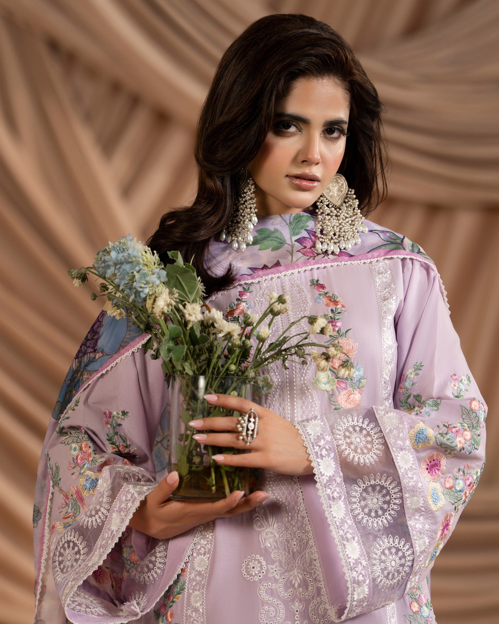Readymade Mauve Embroidered Cotton Salwar Suit Online in Dubai DXB UAE Abudhabi Meena Bazaar