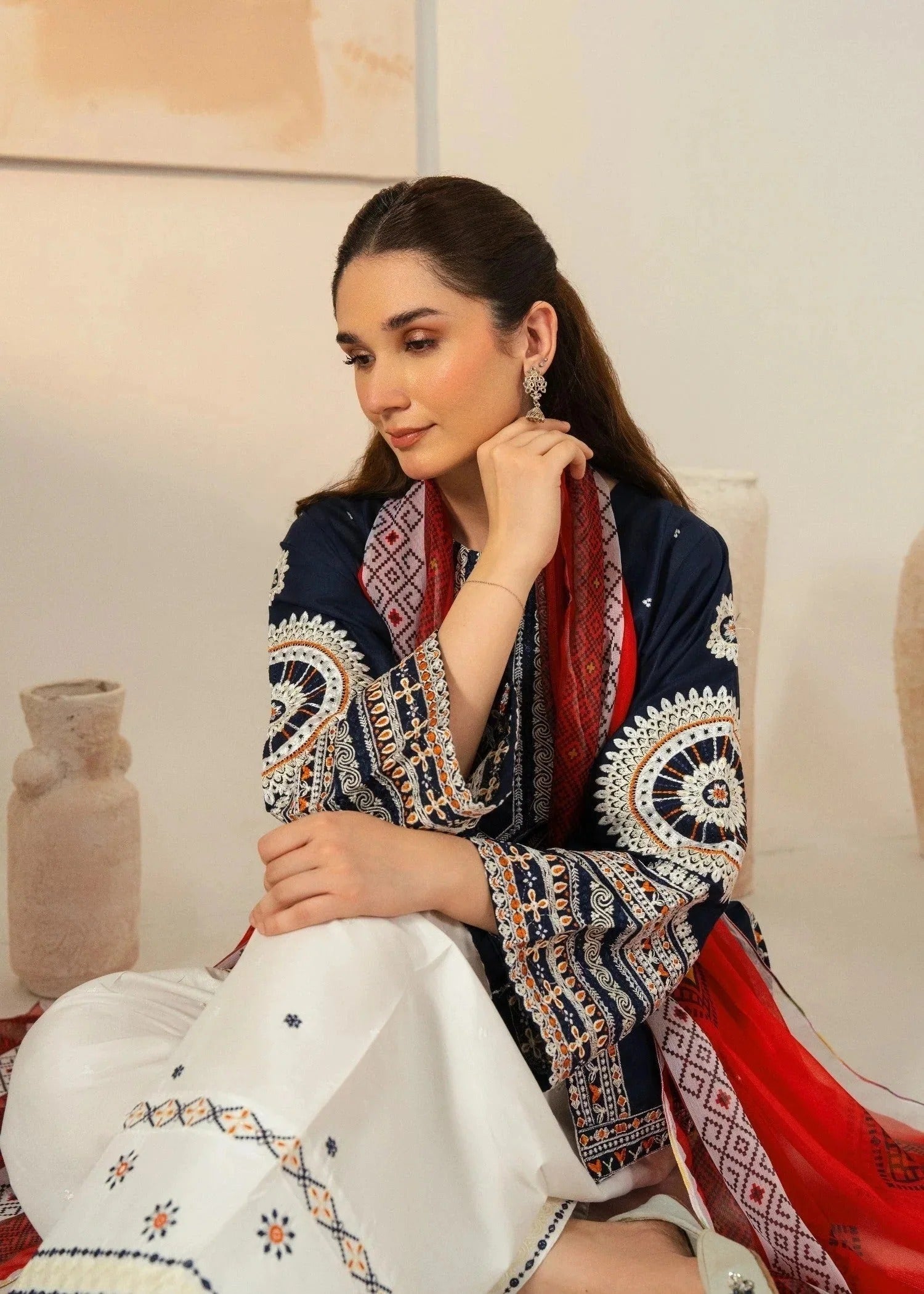 Readymade Navy Blue Linen Kurta Set Online in Dubai DXB UAE Abudhabi Meena Bazaar