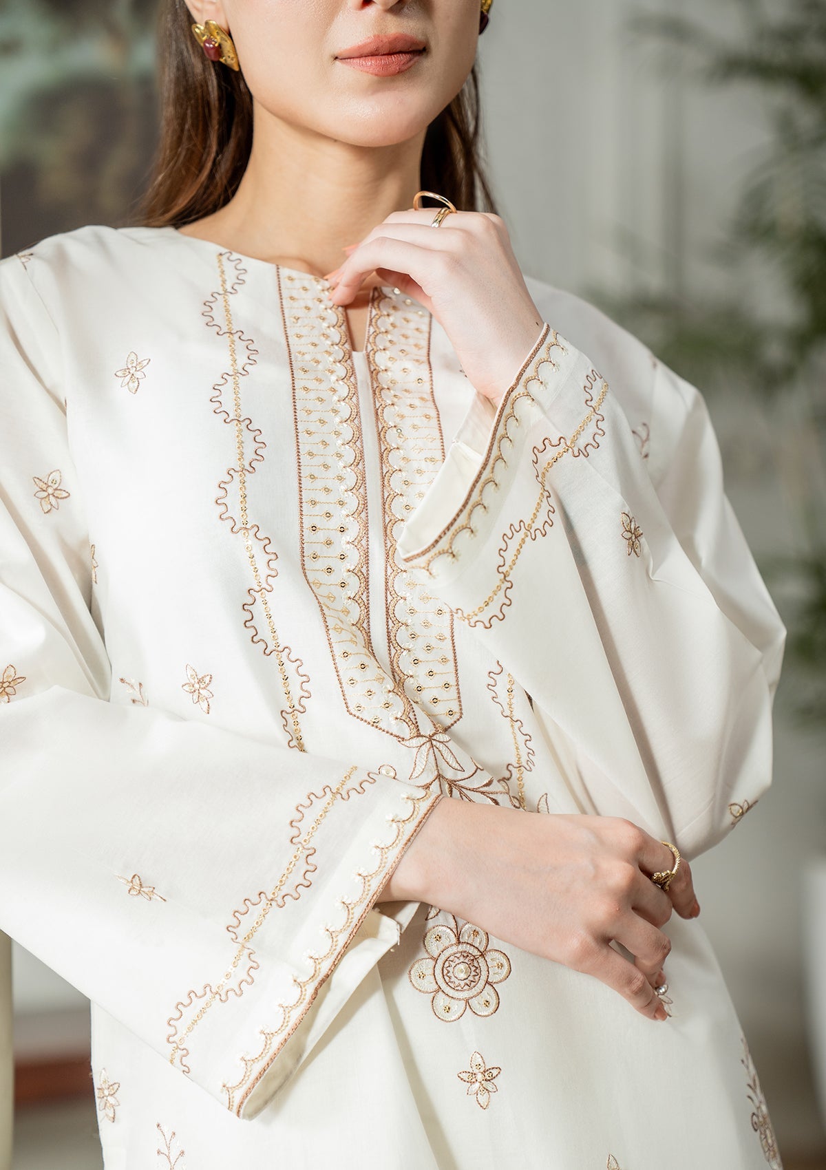 Readymade Off-White Cotton 2PC Suit Online in Sri Lanka India Australia
