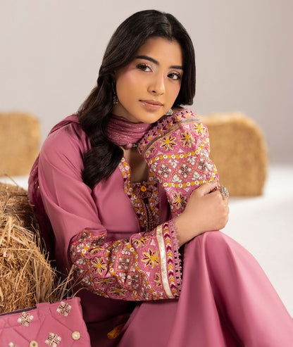 Readymade Pink Embroidered Cotton Pakistani Suit Online in Dubai DXB UAE Abudhabi Meena Bazaar