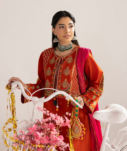 Readymade Rust Orange Embroidered Suit Online in Sri Lanka India Australia