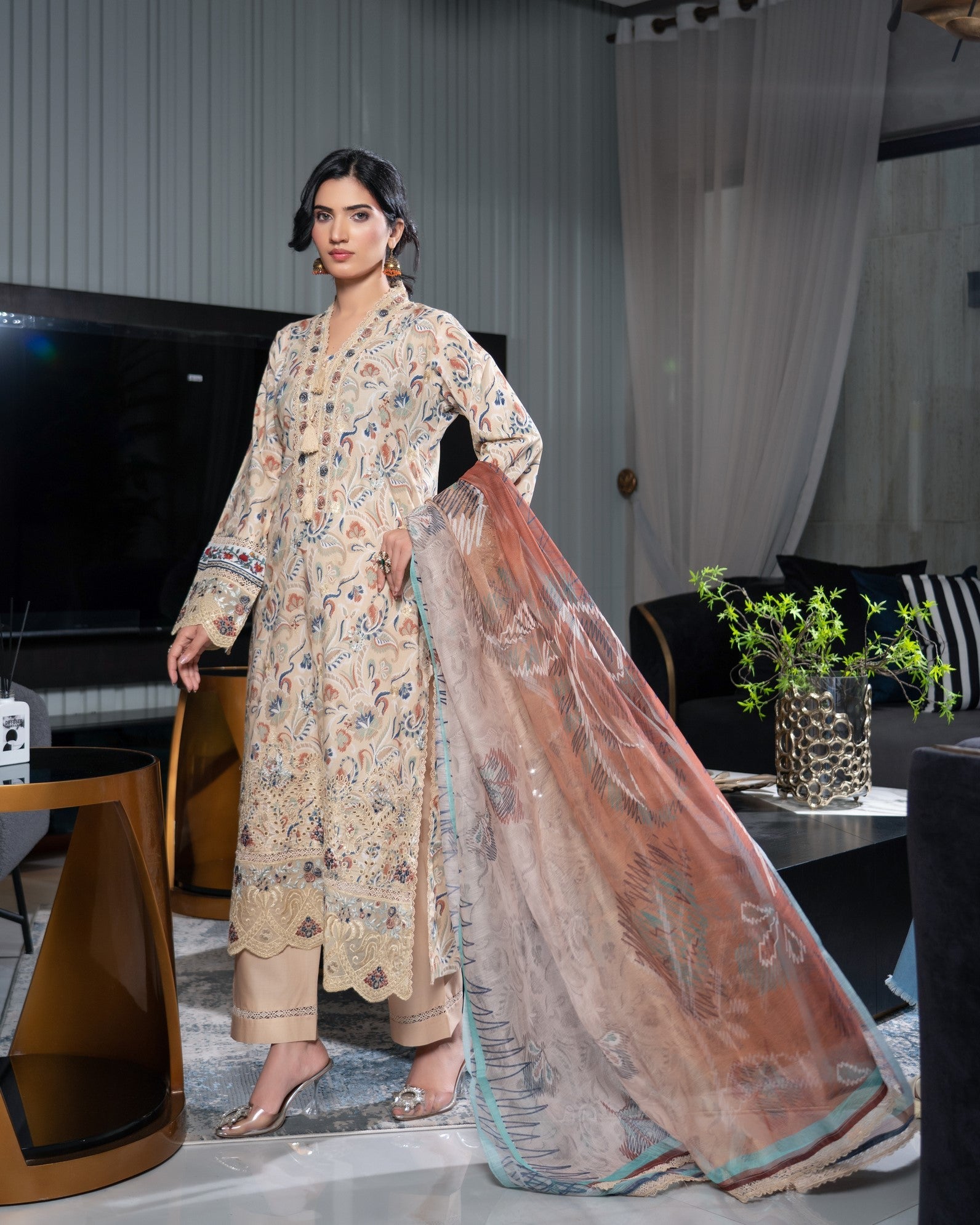 Readymade Skin Patchwork Lawn Shalwar Kameez Online in UK USA Canada