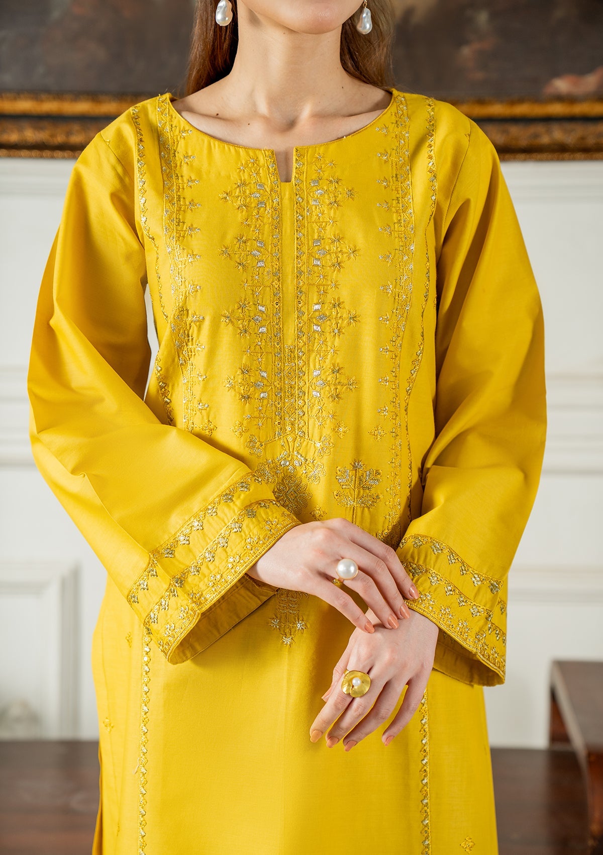 Readymade Yellow Cotton Lawn Embroidered Salwar Suit Online in Sri Lanka India Australia
