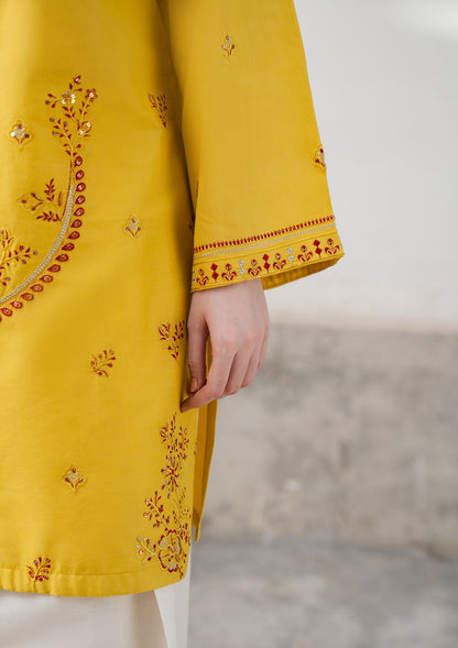 Readymade Yellow Embroidered Cotton Partywear Suit Online in Dubai DXB UAE Abudhabi Meena Bazaar