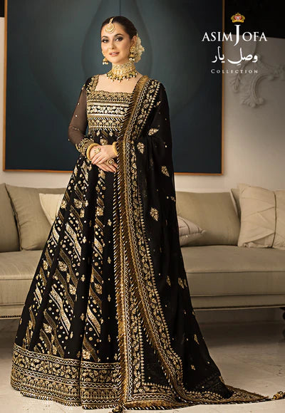 Readymade Black Chiffon Anarakali Size 40
