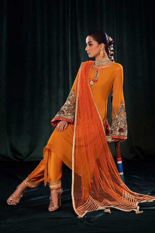 Readymade Orange Pure Chiffon Suit