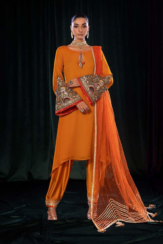 Readymade Orange Pure Chiffon Suit