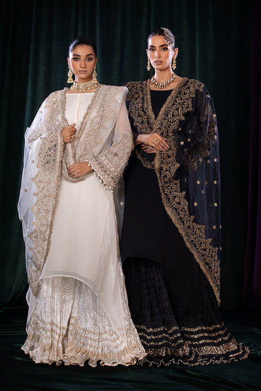 Hand Embroidered Chiffon Suit with Crushed Silk Sharara