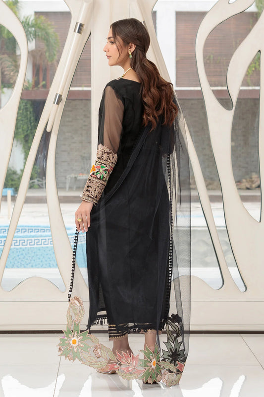 Black Handmade Suit with Mirror Work