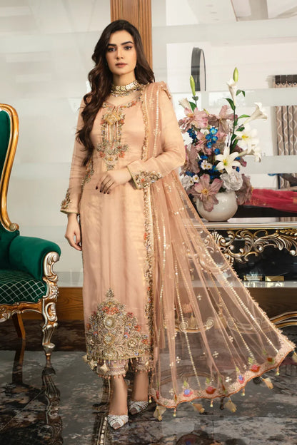 Pink Handmade Pure Chiffon Suit