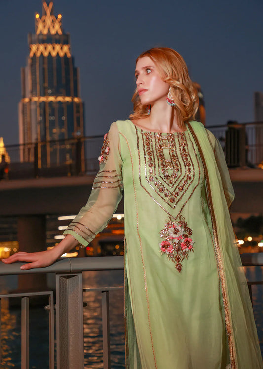 Readymade Sea Green Suit with Gota Work