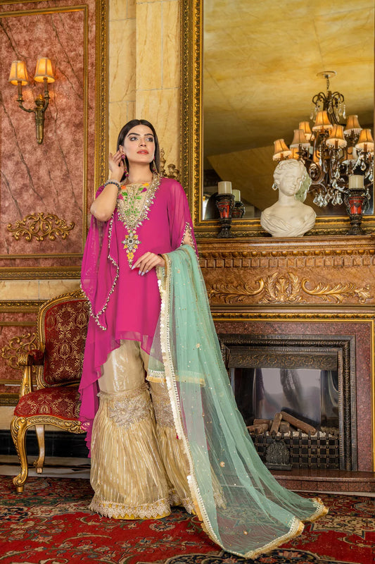 Readymade Pure Chiffon Gharara Size 44