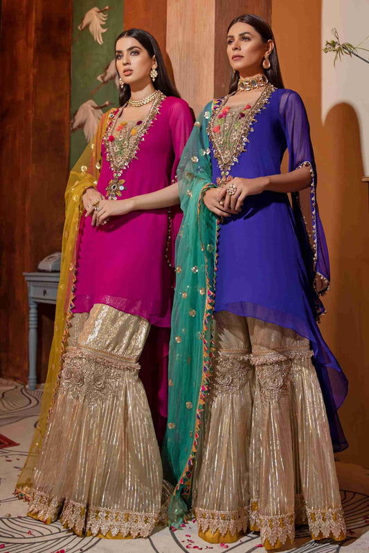 Readymade Pure Chiffon Gharara Size 44