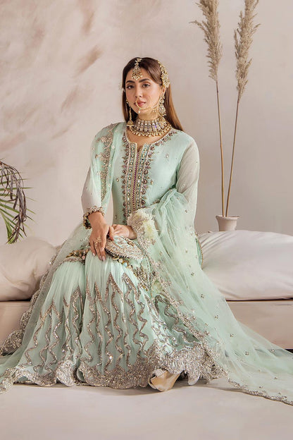 Readymade Turquoise Pure Crinkle Chiffon Gharara