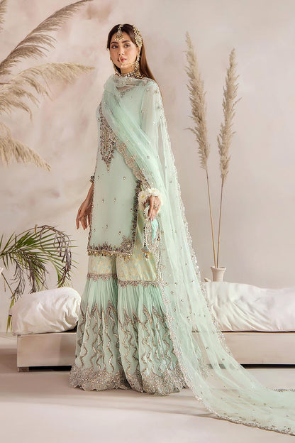 Readymade Turquoise Pure Crinkle Chiffon Gharara