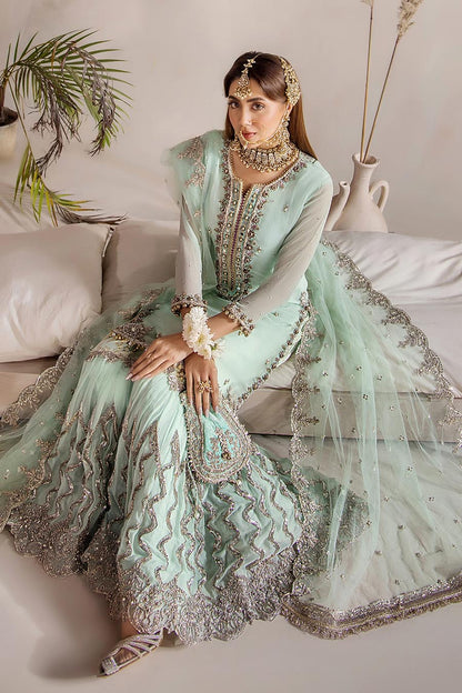 Readymade Turquoise Pure Crinkle Chiffon Gharara