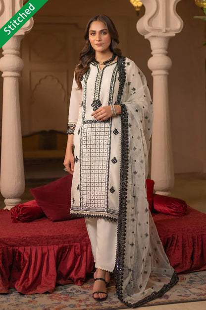 Readymade Embroidered Viscose Cotton Suit