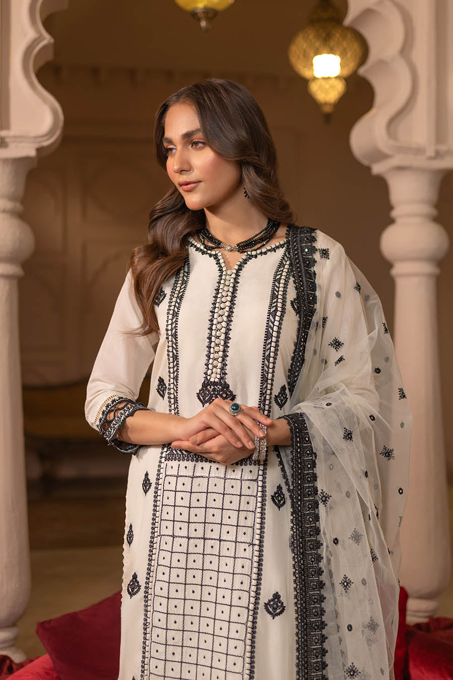 Readymade Embroidered Viscose Cotton Suit