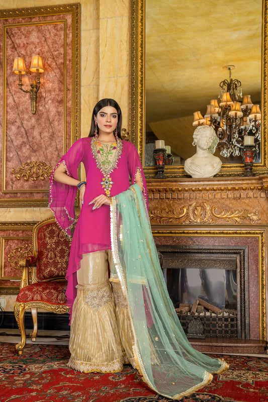 Readymade Pure Chiffon Gharara Size 44
