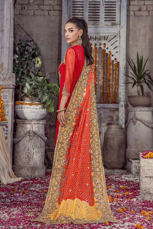 Readymade Red Chiffon Suit with Chunari