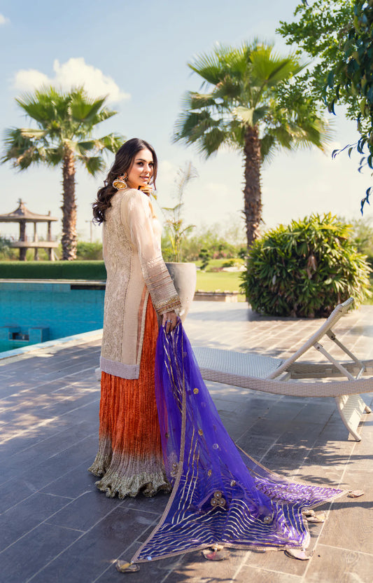 Hand Embroidered Pure Maysuri Sharara
