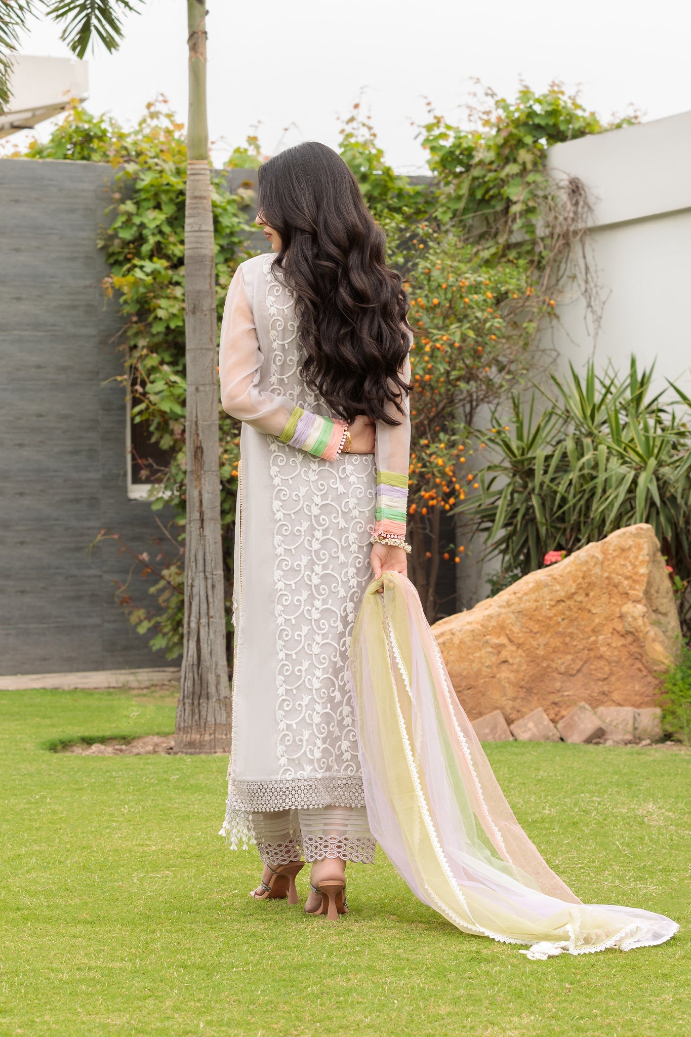 Hand Embroidered Pure Organza Suit