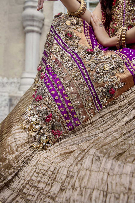 Hand Embroidered Magenta Pure Silk Sharara